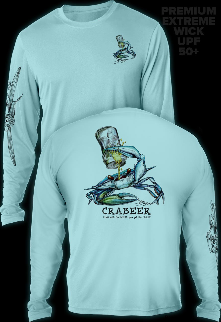 "Crabeer Original" Men's Extreme Wick Long Sleeve Performance Shirt ᴜᴘꜰ-ᴛᴇᴇ